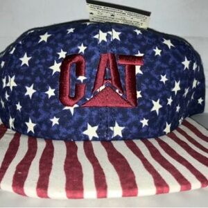 Vintage CAT Catepillar American Flag Snapback hat cap rare 90s deadstock usa